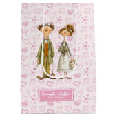 Quirky Wedding Couple Gift Bag Gepersonaliseerde H Medium Cadeauzakje (Achterkant)