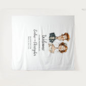 Quirky Wedding Tapestry Waterverf Passen getrouwd  Wandkleed (Voorkant (horizontaal))