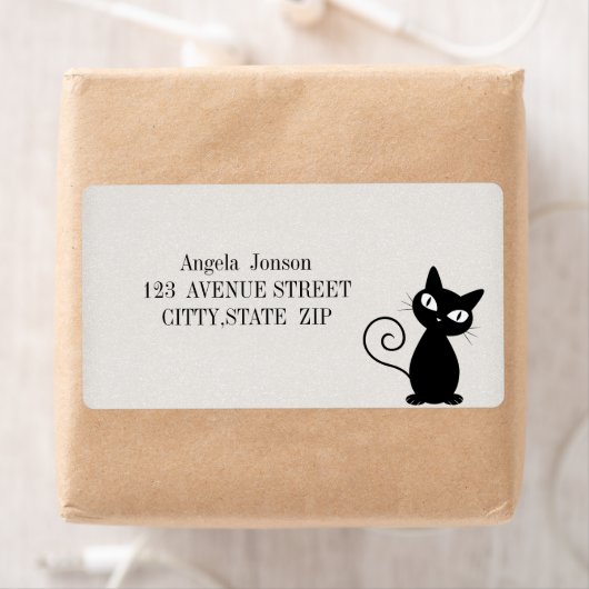 Quirky Whimsical Black Cat Glittery Etiket (Insitu)