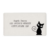 Quirky Whimsical Black Cat Glittery Etiket (Voorkant)