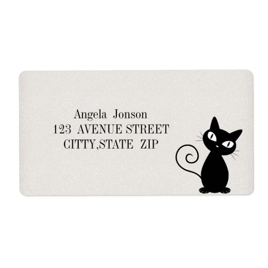 Quirky Whimsical Black Cat Glittery Etiket (Voorkant)