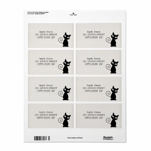 Quirky Whimsical Black Cat Glittery Etiket (Full Sheet)