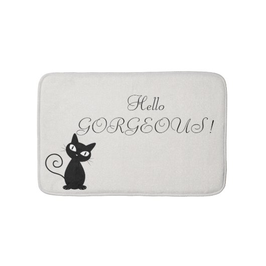 Quirky Whimsical Black Cat Glittery Hallo Prachtig Badmat (Voorkant)