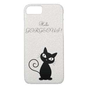 Quirky Whimsical Black Cat Glittery Hallo Prachtig Case-Mate iPhone Case