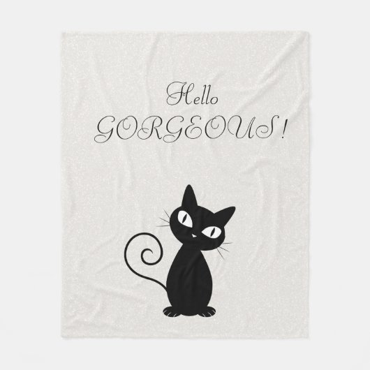 Quirky Whimsical Black Cat Glittery Hallo Prachtig Fleece Deken (Voorkant)