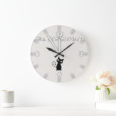 Quirky Whimsical Black Cat Glittery Hallo Prachtig Grote Klok (Huis)