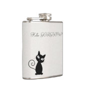 Quirky Whimsical Black Cat Glittery Hallo Prachtig Heupfles (Rechts)
