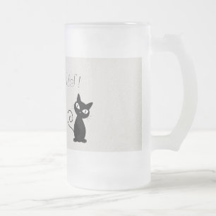 Quirky Whimsical Black Cat Glittery Hallo Prachtig Matglas Bierpul