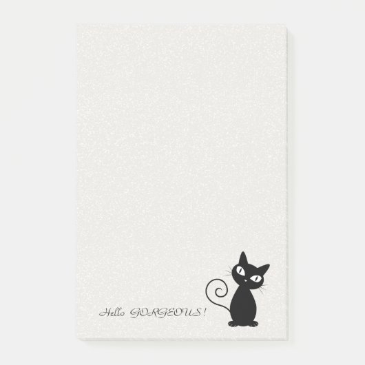 Quirky Whimsical Black Cat Glittery Hallo Prachtig Post-it® Notes (Voorkant)
