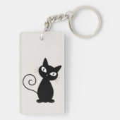 Quirky Whimsical Black Cat Glittery Hallo Prachtig Sleutelhanger (achterkant)