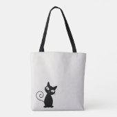 Quirky Whimsical Black Cat Glittery Hallo Prachtig Tote Bag (Achterkant)