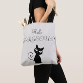 Quirky Whimsical Black Cat Glittery Hallo Prachtig Tote Bag (Dichtbij)
