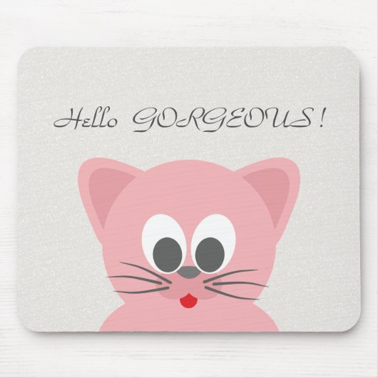 Quirky Whimsical Cat Glittery-Hallo Prachtig Muismat (Voorkant)