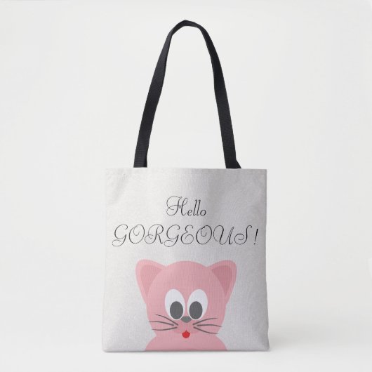 Quirky Whimsical Cat Glittery-Hallo Prachtig Tote Bag (Voorkant)