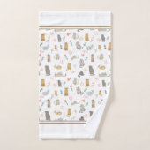 Quirky Whimsical Cats Pattern Illustration Bad Handdoek (Handdoek)