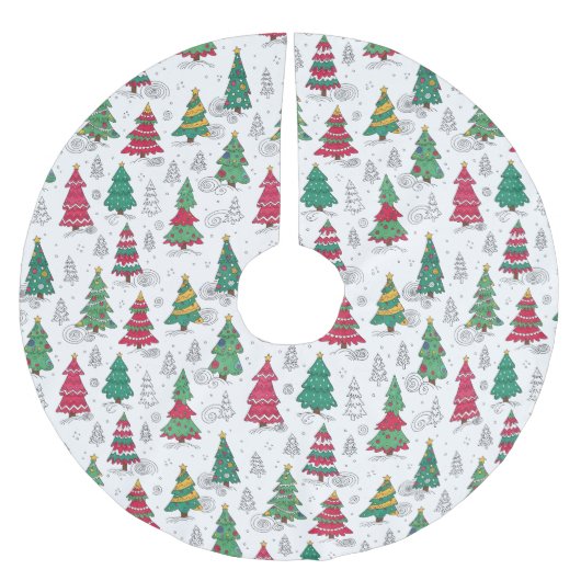 Quirky Whimsical Decorated Christmas Trees Doodles Kerstboom Rok (Voorkant)
