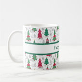 Quirky Whimsical Decorated Christmas Trees Doodles Koffiemok (Links)