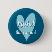 Quirky whimsical heart bridesmaids name buttons (Voorkant)