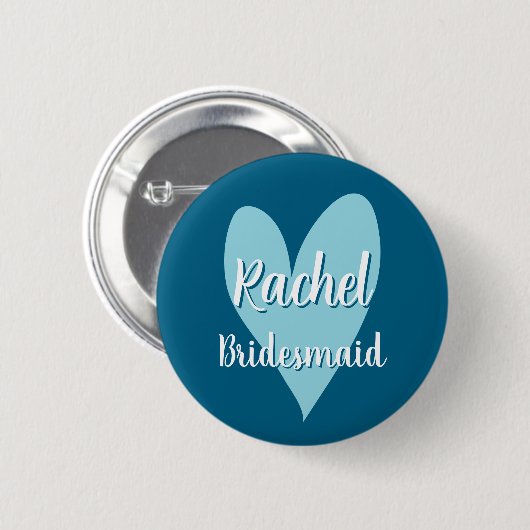 Quirky whimsical heart bridesmaids name buttons (Voorkant /achterkant)