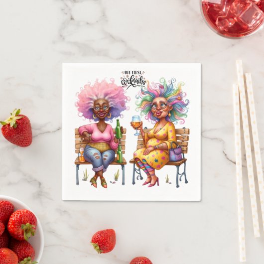 Quirky Wine Ladies Cocktails Papier servet (Insitu)
