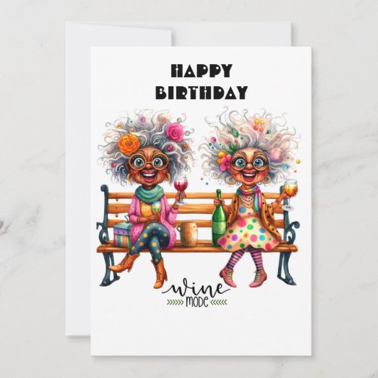 Quirky Wine Ladies Wine Mode Flat Thank You Card Bedankkaart (Voorkant)
