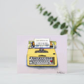 Quirky Yellow Typewriter Briefkaart (Staand voorkant)