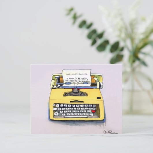 Quirky Yellow Typewriter Briefkaart (Staand voorkant)