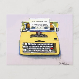 Quirky Yellow Typewriter Briefkaart