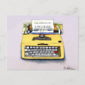 Quirky Yellow Typewriter Briefkaart (Voorkant)