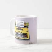 Quirky Yellow Typewriter Koffiemok (Voorkant links)