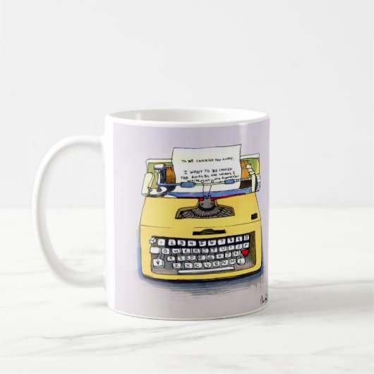Quirky Yellow Typewriter Koffiemok (Links)