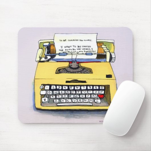 Quirky Yellow Typewriter Muismat (Met muis)