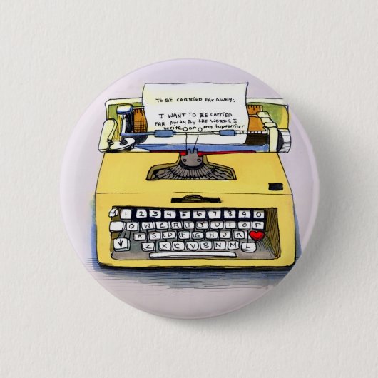 Quirky Yellow Typewriter Ronde Button 5,7 Cm (Voorkant)