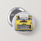 Quirky Yellow Typewriter Ronde Button 5,7 Cm (Voorkant /achterkant)