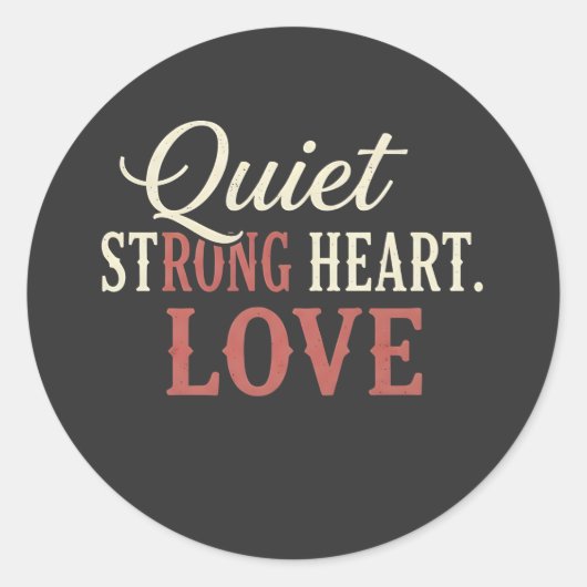 QUIT Strong Heart Love  Ronde Sticker (Voorkant)