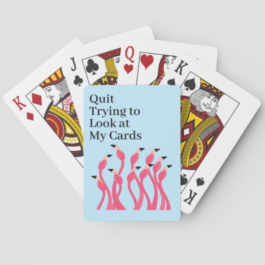 Quit Trying to Look at My Hand Funny Flamingos Pokerkaarten (Achterkant)