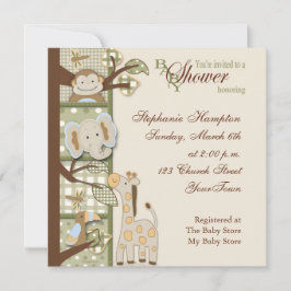 Quited Monkey Baby shower Uitnodiging