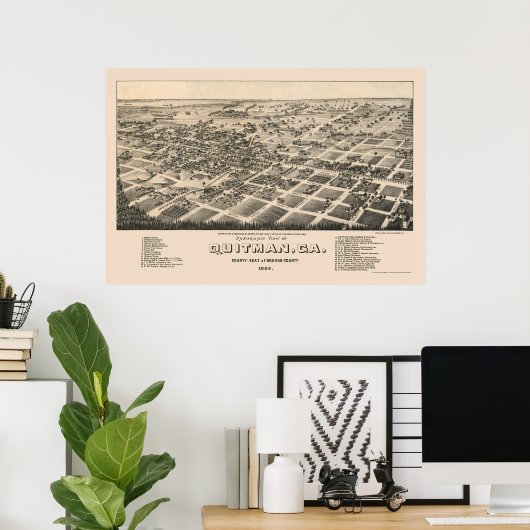 Quitman, GA Panorama - 1885 Poster (Thuiskantoor)