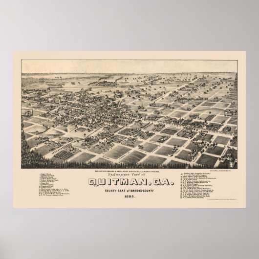 Quitman, GA Panorama - 1885 Poster (Voorkant)
