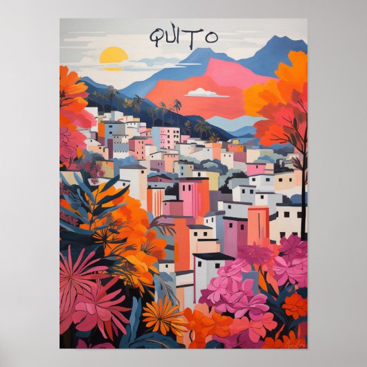 Quito Ecuador Reis Stad Schilderen Esthetisch Poster (Voorkant)