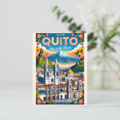 Quito Ecuador Retro Reisposter Kunst Briefkaart (Staand voorkant)