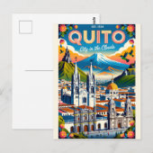 Quito Ecuador Retro Reisposter Kunst Briefkaart (Voorkant / Achterkant)