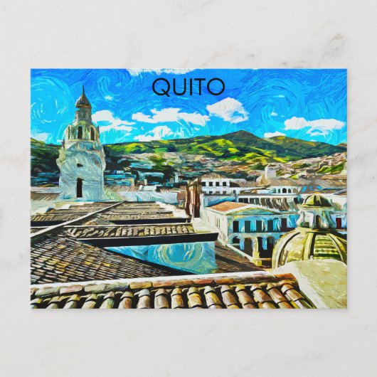 Quito Ecuador Stadsillustratie Briefkaart (Voorkant)