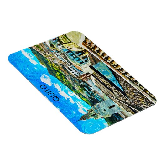 Quito Ecuador Stadsillustratie Magneet (Rechterzijde)