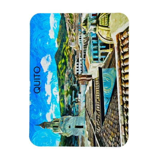 Quito Ecuador Stadsillustratie Magneet (Verticaal)