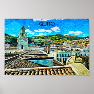 Quito Ecuador Stadsillustratie Poster