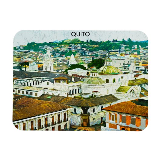 Quito Ecuador Waterverf Illustratie Magneet (Horizontaal)