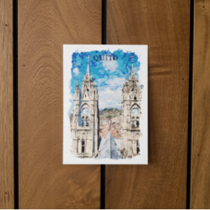 Quito Ecuador Waterverf Vintage Reizen Briefkaart