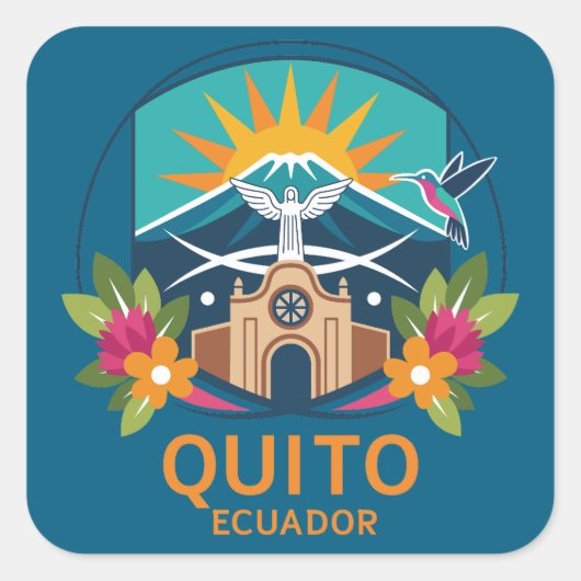 Quito Ecuador Zuid-Amerika Vierkante Sticker (Voorkant)