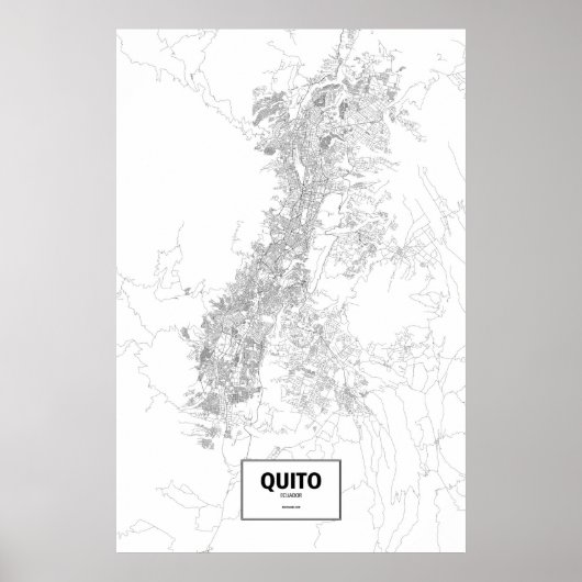 Quito, Ecuador (zwart op wit) Poster (Voorkant)